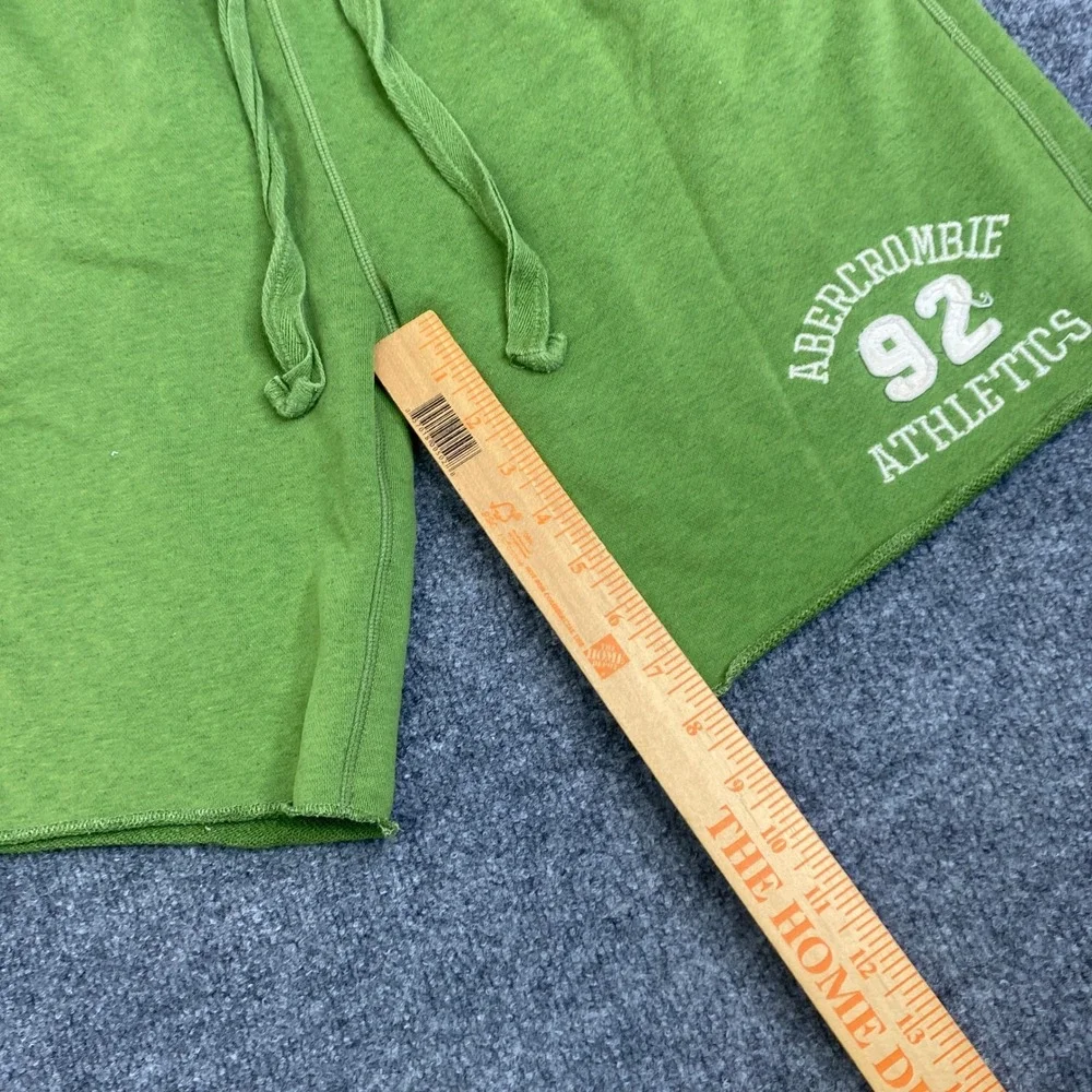 Abercrombie & Fitch Mens Y2K Sweat Shorts Green French Terry Raw Hem Large